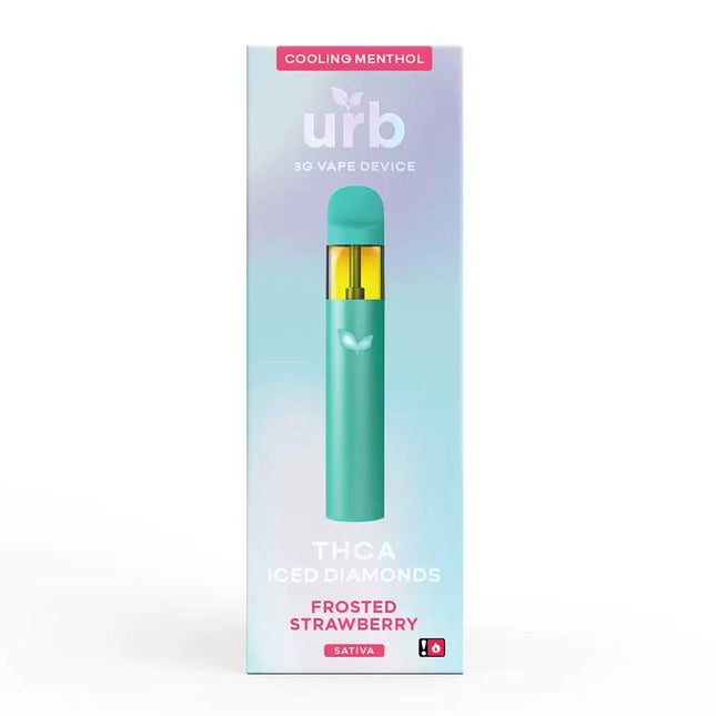 URB THC-A ICED DIAMONDS 3ML DISPOSABLE FROSTED STRAWBERRY (INDICA) 810088844645