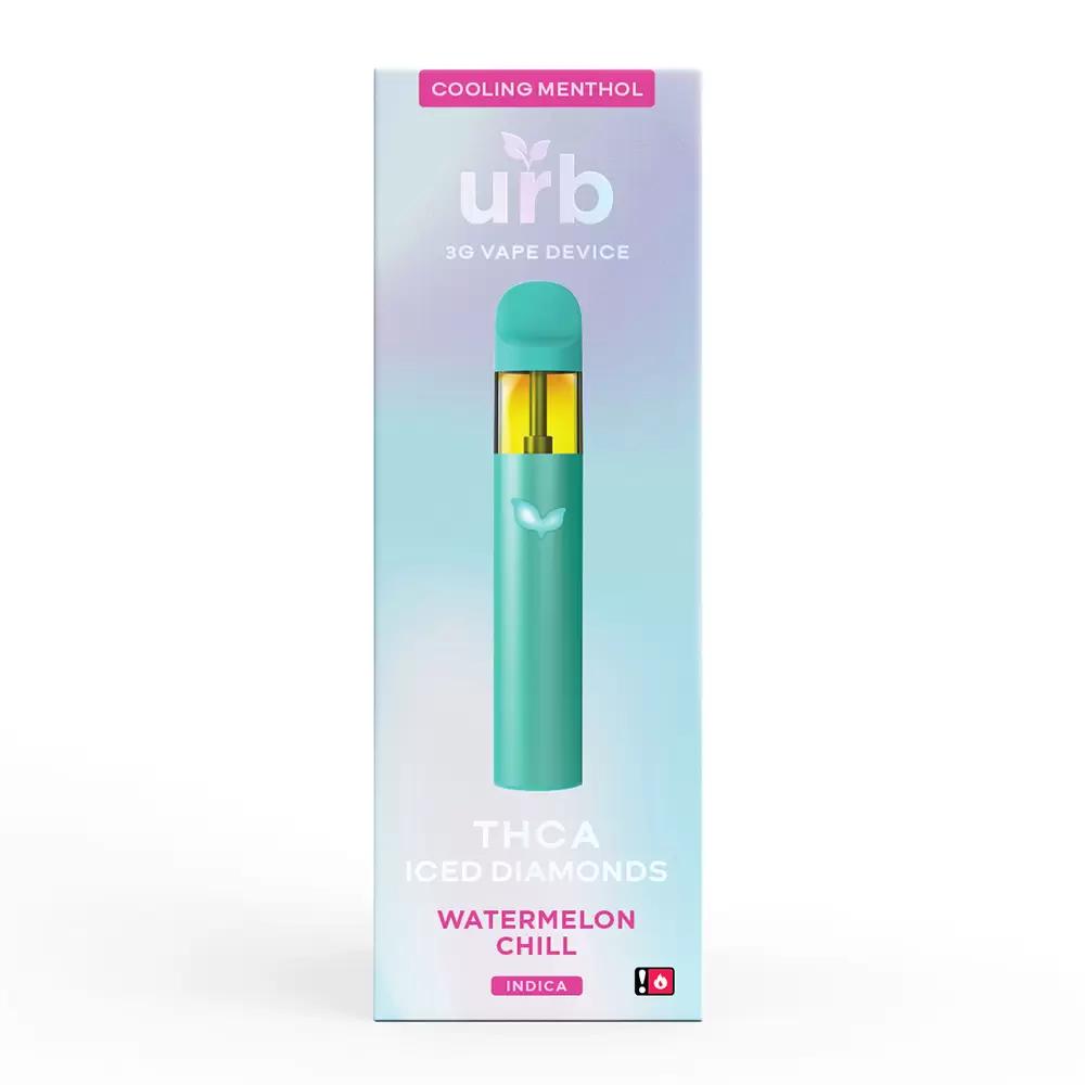 URB THC-A ICED DIAMONDS 3ML DISPOSABLE WATERMELON CHILL (INDICA) 810088844638