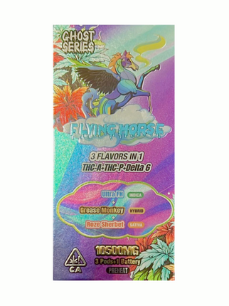 FLYING HORSE GHOST SERIES 10.G 3 IN 1 (3 POD & BATTERY SYSTEM) THCA + THCP + D6 LIVE RESIN