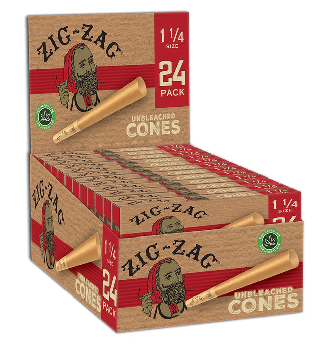 ZIG-ZAG KING SIZE UNBLEACHED PAPER CONES (1CT/PK 24PK/BOX)