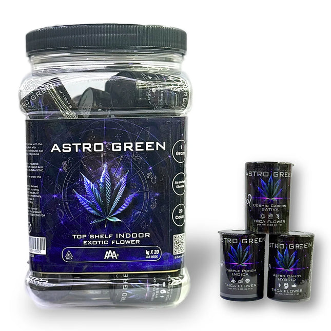 ASTRO GREEN PRIVATE RESERVE 1G THCA FLOWER ASSORTED STRAINS (20CT JAR)