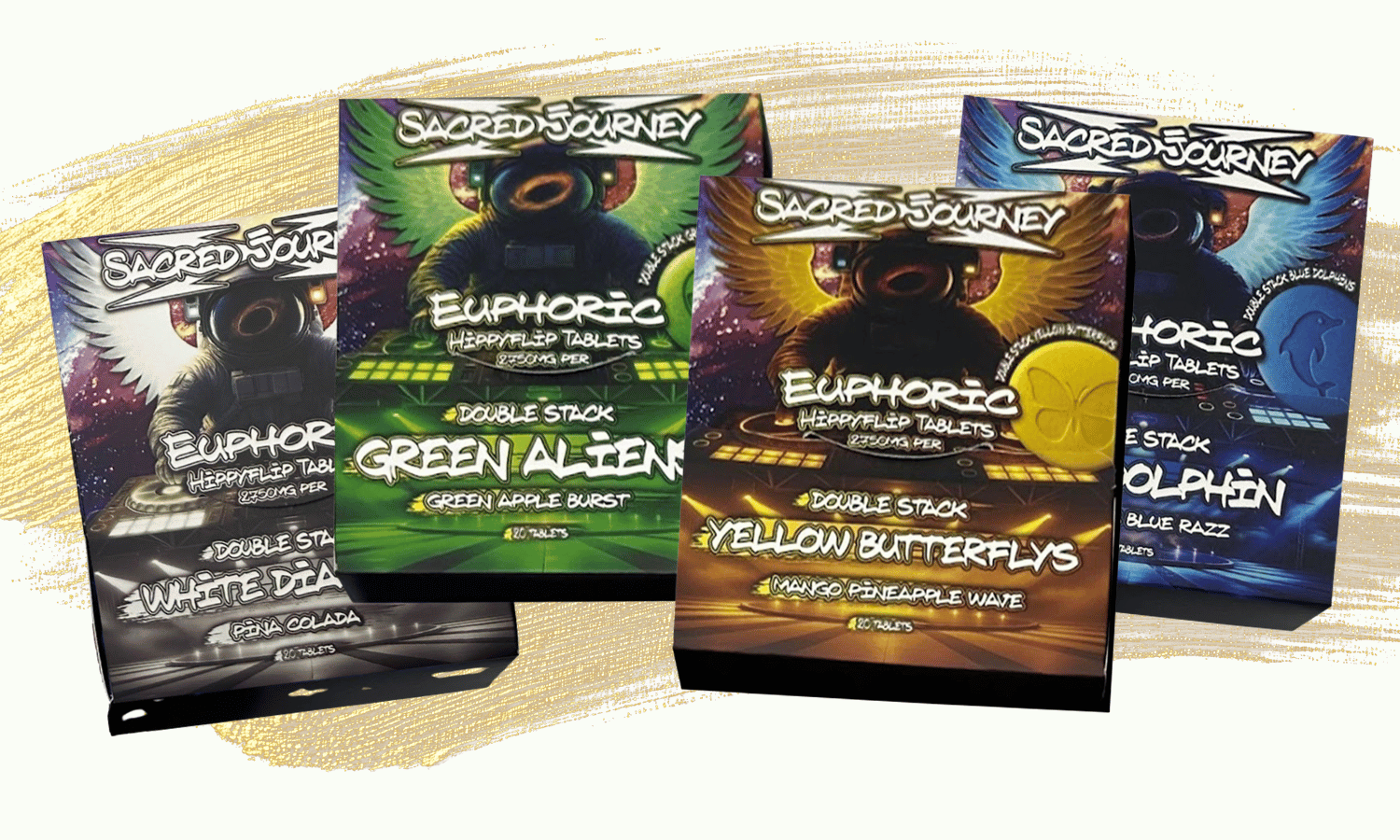 SACRED JOURNEY EUPHORIC HIPPY FLIP 2750MG MUSHROOM TABLETS (20CT BOX)