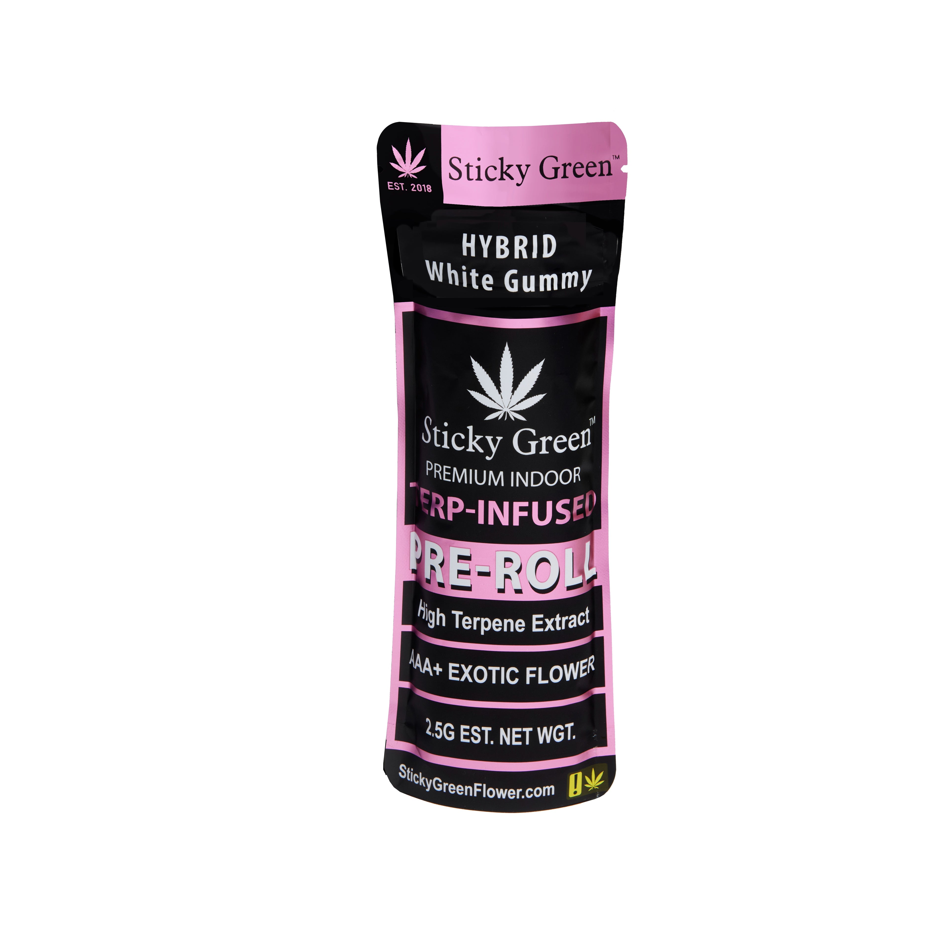 STICKY GREEN 2.5G HIGH TERPENE EXTRACT TERP INFUSED 2CT PRE ROLL