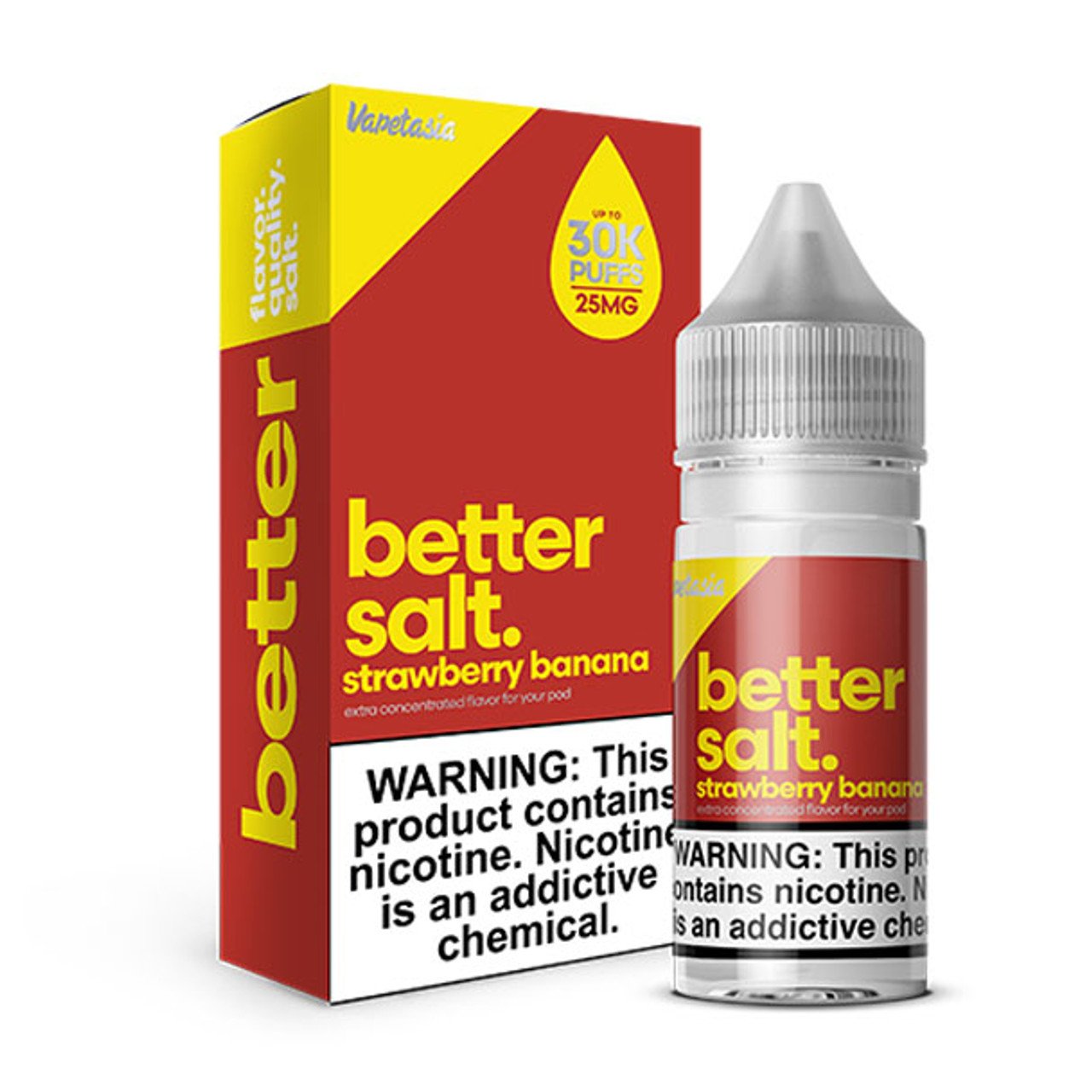 VAPETASIA BETTER SALT. 30ML SALT NIC STRAWBERRY BANANA 25MG 810109304790