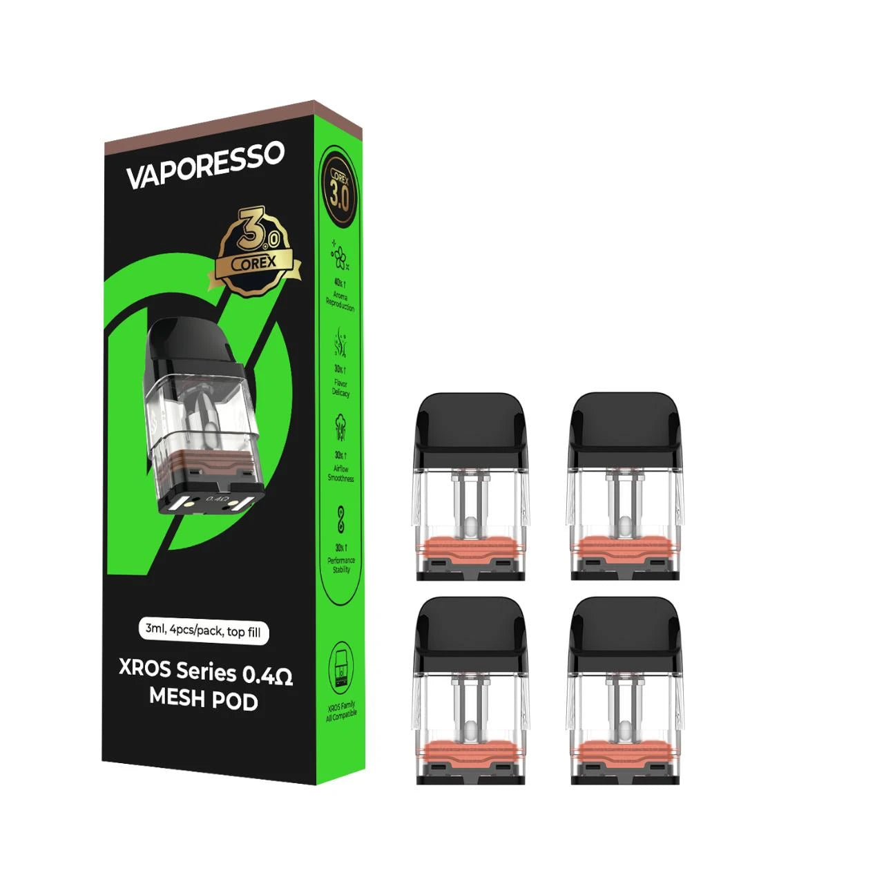 VAPORESSO XROS SERIES PODS | 0.4 OHM TOP FILL (4PC PACK)