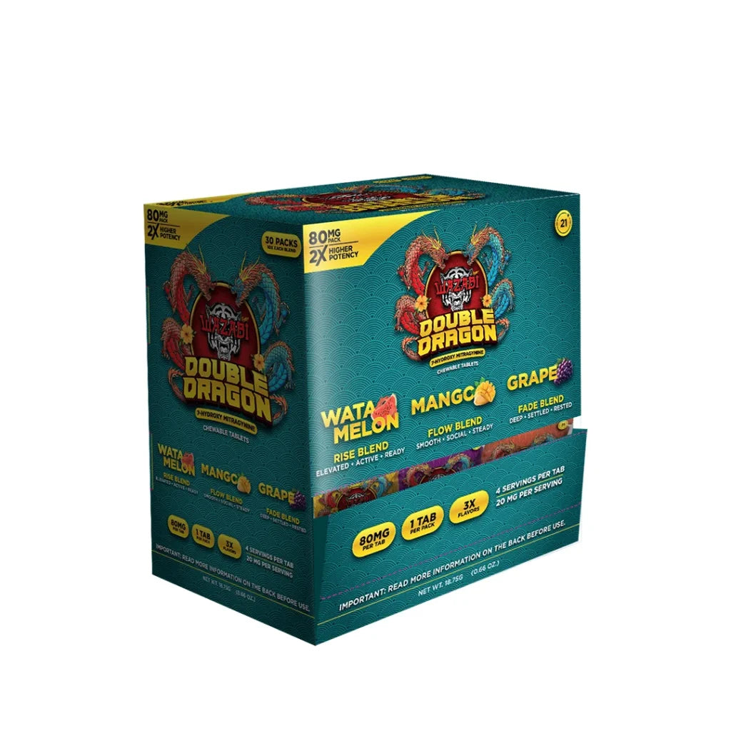WAZABI DOUBLE DRAGON 7-HYDROXY 80MG PER TAB (1CT/PACK) 30PK/DISPLAY