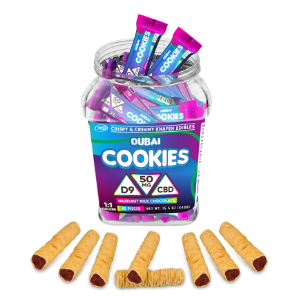 DUBAI COOKIES 50MG D9 + CBD KNAFEH EDIBLES (40CT/JAR)