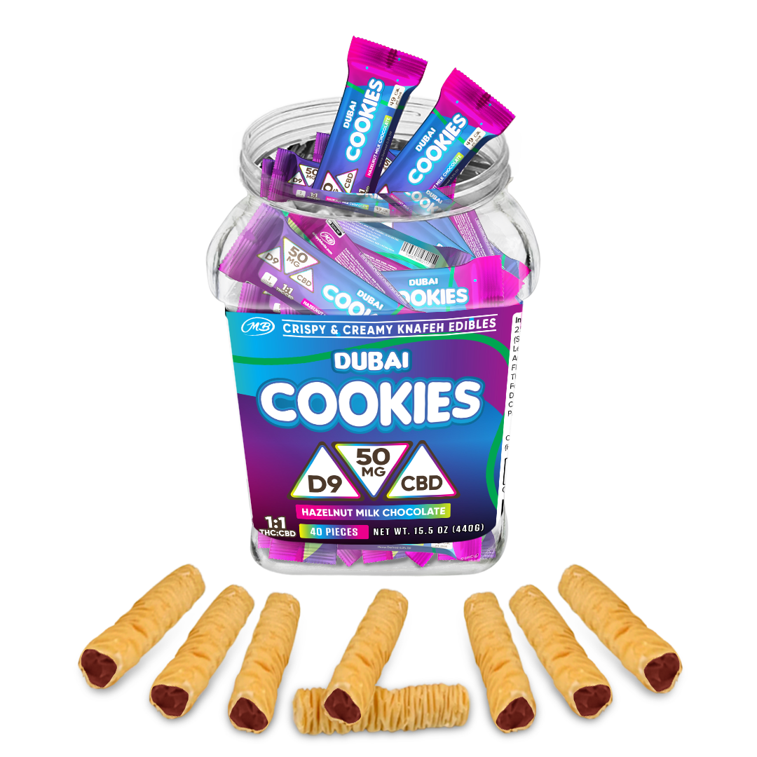 DUBAI COOKIES 50MG D9 + CBD KNAFEH EDIBLES (40CT/JAR)
