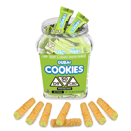 DUBAI COOKIES 50MG D9 + CBD KNAFEH EDIBLES (40CT/JAR)