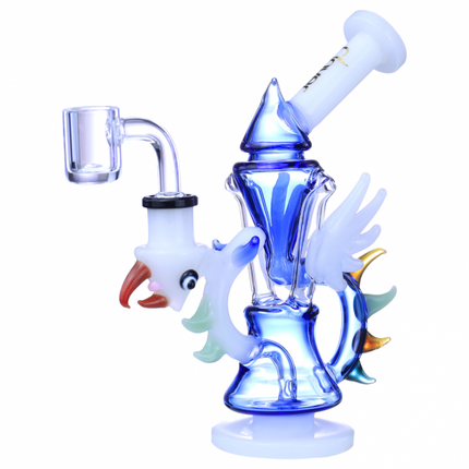 CLOVER GLASS 6.7" PROUD AS A ROOSTER RECYCLER WATER PIPEER WATER PIPE