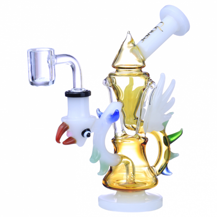 CLOVER GLASS 6.7" PROUD AS A ROOSTER RECYCLER WATER PIPEER WATER PIPE