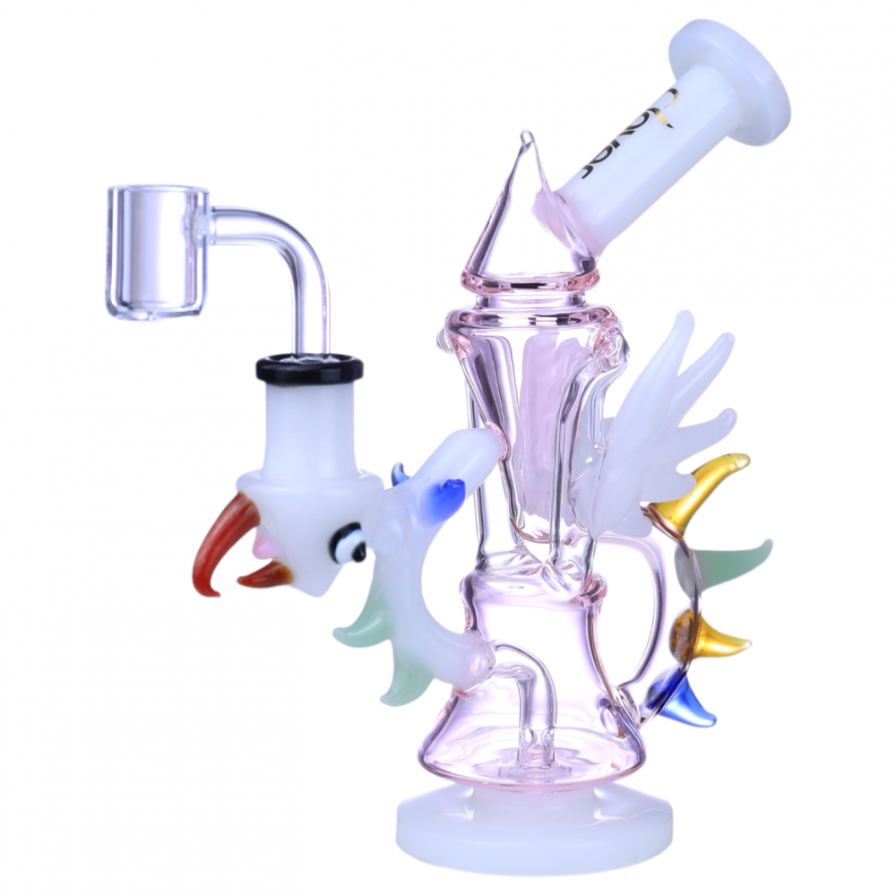 CLOVER GLASS 6.7" PROUD AS A ROOSTER RECYCLER WATER PIPEER WATER PIPE
