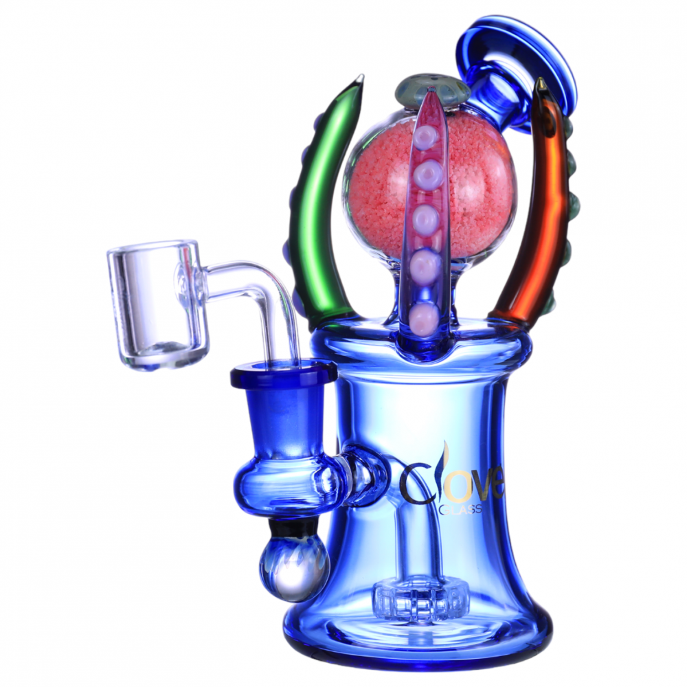 CLOVER GLASS (WPE-712) 6.8" GRIPGLOBS GLOW IN THE DARK CLAW BALL MATRIX PERC WATER PIPE