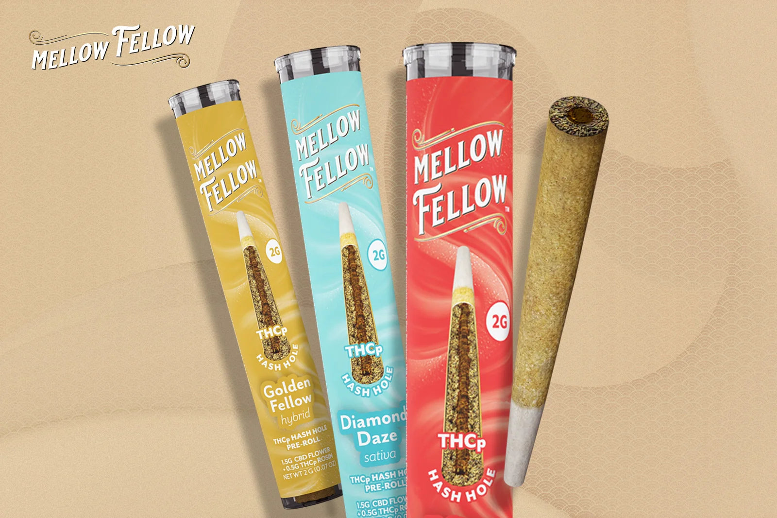 MELLOW FELLOW THC-P HASH HOLES PRE-ROLLS (1.5G THCA X 0.5G THCA ROSIN) (12CT/BOX)