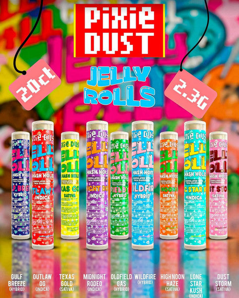 PIXIE DUST 2.3 GRAM THC-A HASH HOLE JELLY ROLLS (20CT BOX)