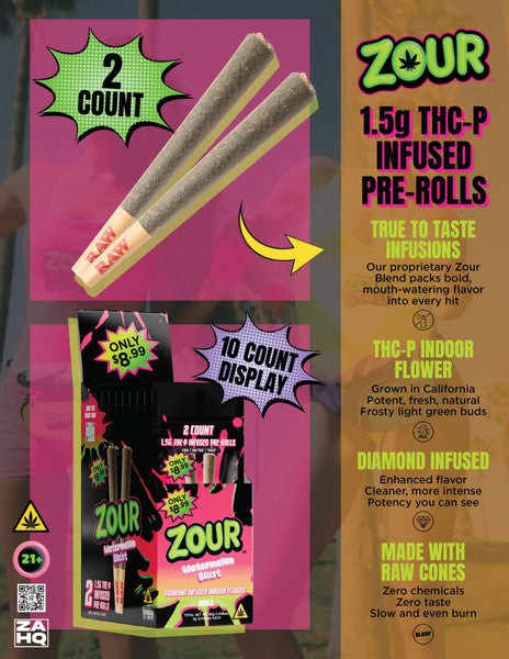 ZOUR STASH 1.25G THCP INFUSED PRE-ROLLS (2CT PACK)