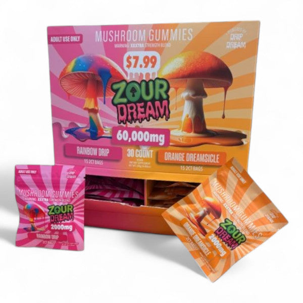 ZOUR DREAM MUSHROOM GUMMIES XXXTRA STRENGTH BLEND 2CT PRE-PRICED PACK (30CT DISPLAY)