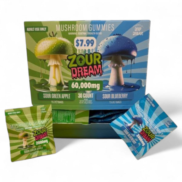 ZOUR DREAM MUSHROOM GUMMIES XXXTRA STRENGTH BLEND 2CT PRE-PRICED PACK (30CT DISPLAY)