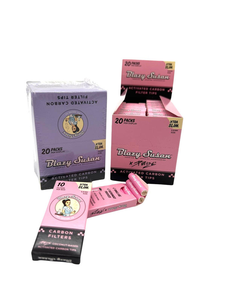 BLAZY SUSAN CONES | PINK PURIZE X BLAZY 5.9MM CARBON FILTER TIPS 20CT BAG