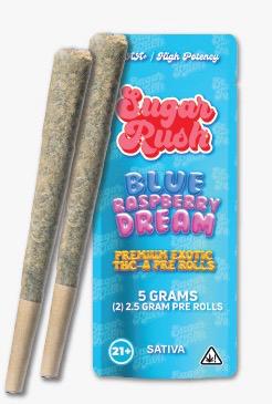 SUGAR RUSH PREMIUM EXOTICS THC-A PRE ROLLS 2 X 2.5G PER PACK