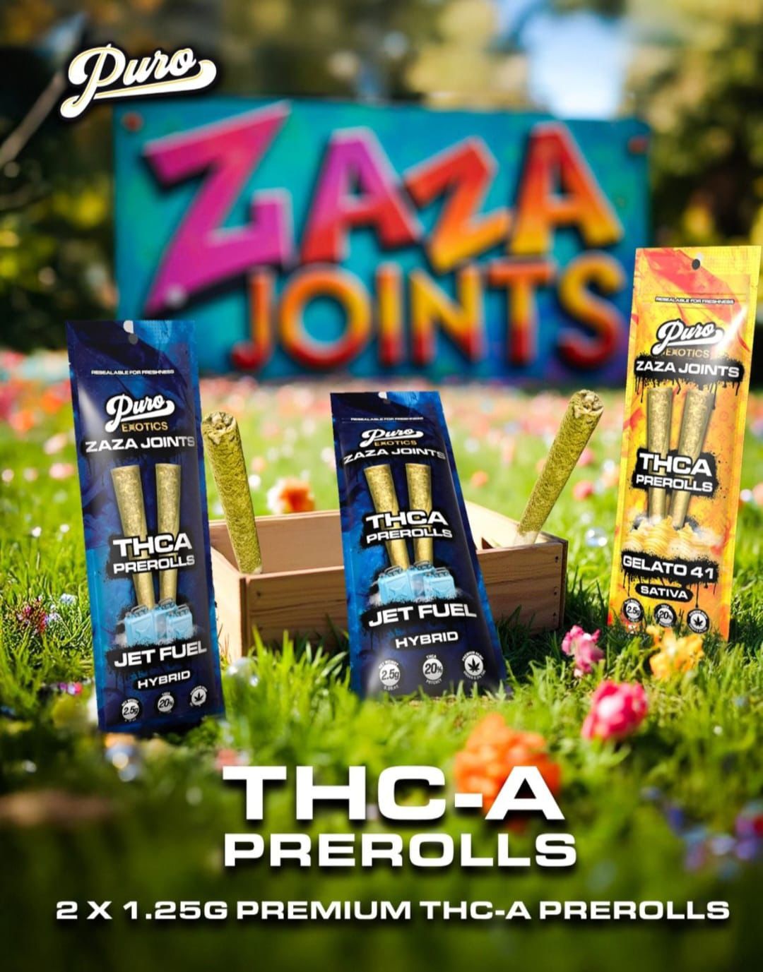 PURO ZAZA THC-A JOINTS 2 X 1.25G PRE-ROLLS