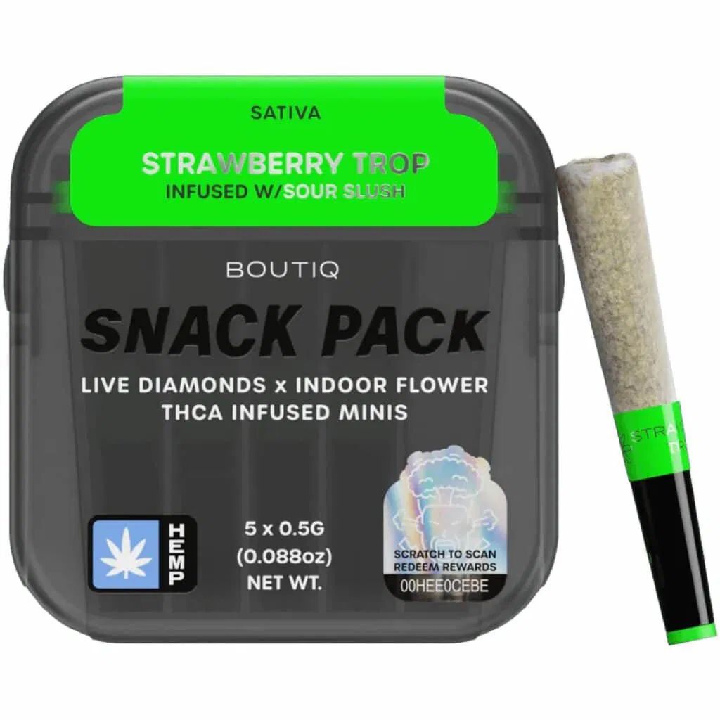 BOUTIQ SNACK PACK LIVE THCA DIAMOND INFUSED MINIS 0.5 GRAM PRE ROLLS (5CT)
