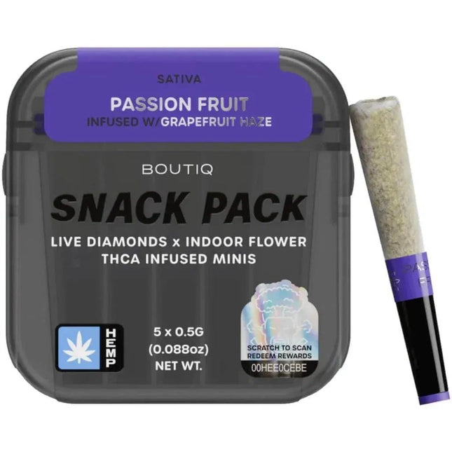 BOUTIQ SNACK PACK LIVE THCA DIAMOND INFUSED MINIS 0.5 GRAM PRE ROLLS (5CT)
