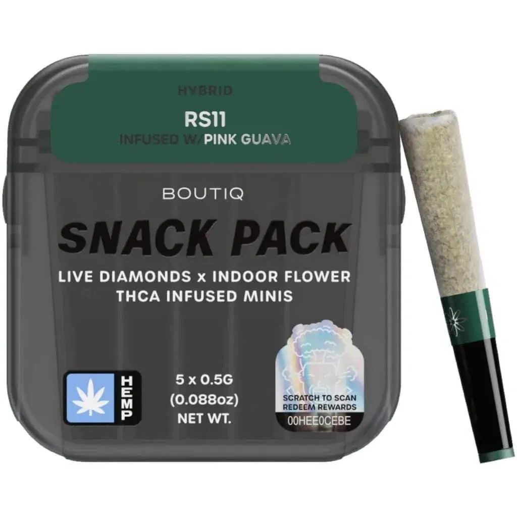 BOUTIQ SNACK PACK LIVE THCA DIAMOND INFUSED MINIS 0.5 GRAM PRE ROLLS (5CT)