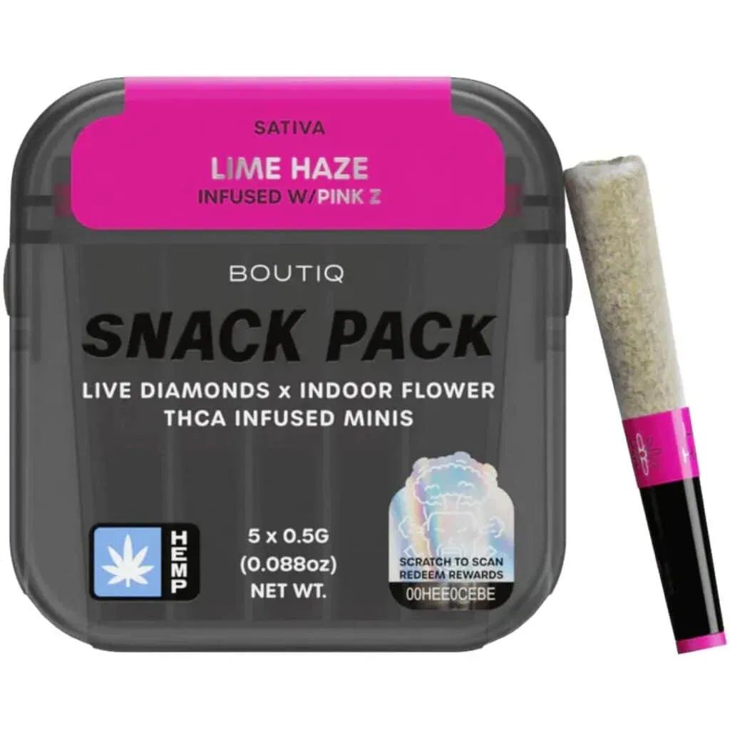 BOUTIQ SNACK PACK LIVE THCA DIAMOND INFUSED MINIS 0.5 GRAM PRE ROLLS (5CT)