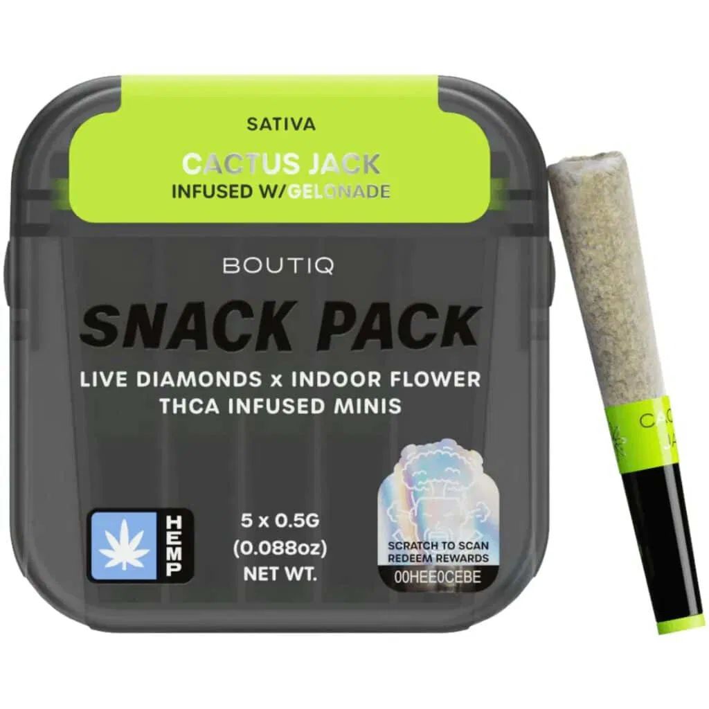 BOUTIQ SNACK PACK LIVE THCA DIAMOND INFUSED MINIS 0.5 GRAM PRE ROLLS (5CT)