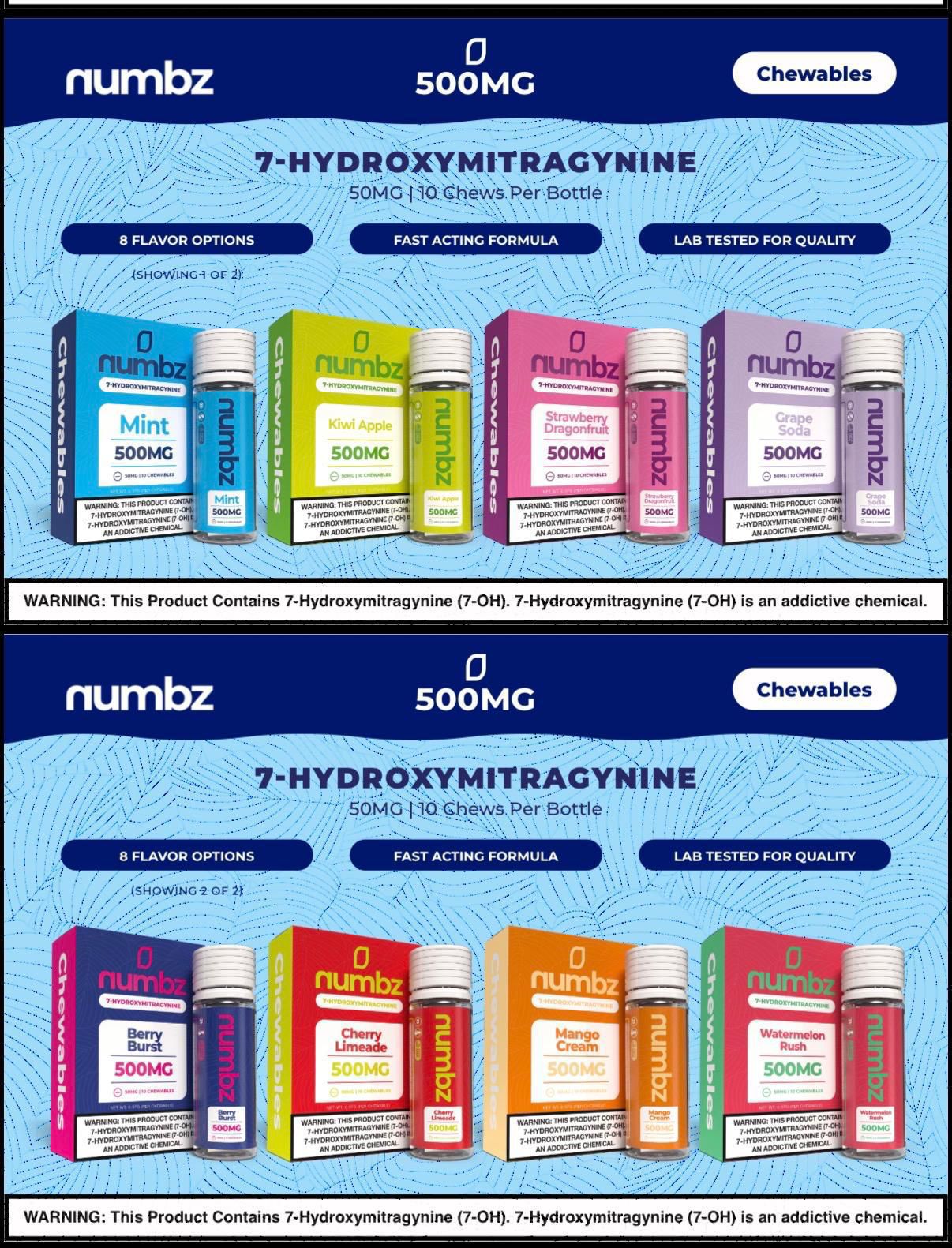 NUMBZ 7-HYDROXY 50MG CHEWABLE TABLETS (10CT PACK)
