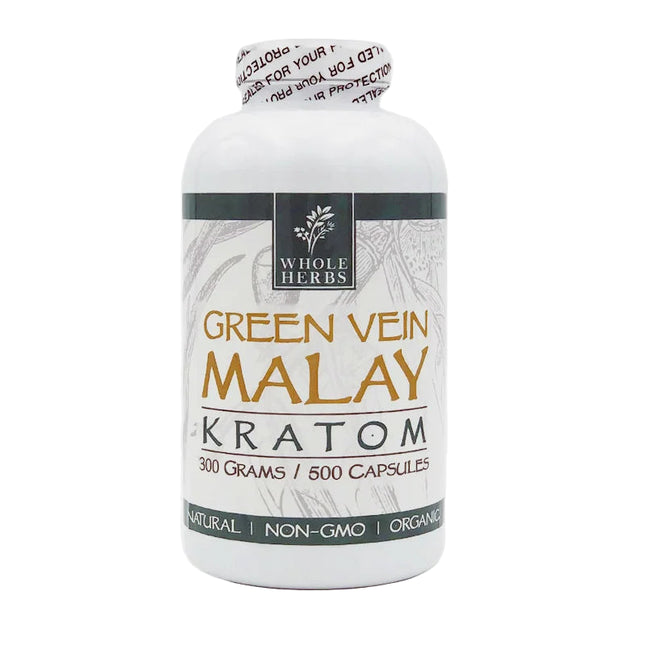 Whole Herb 500CT Capsule Malay Kratom | Green Vein