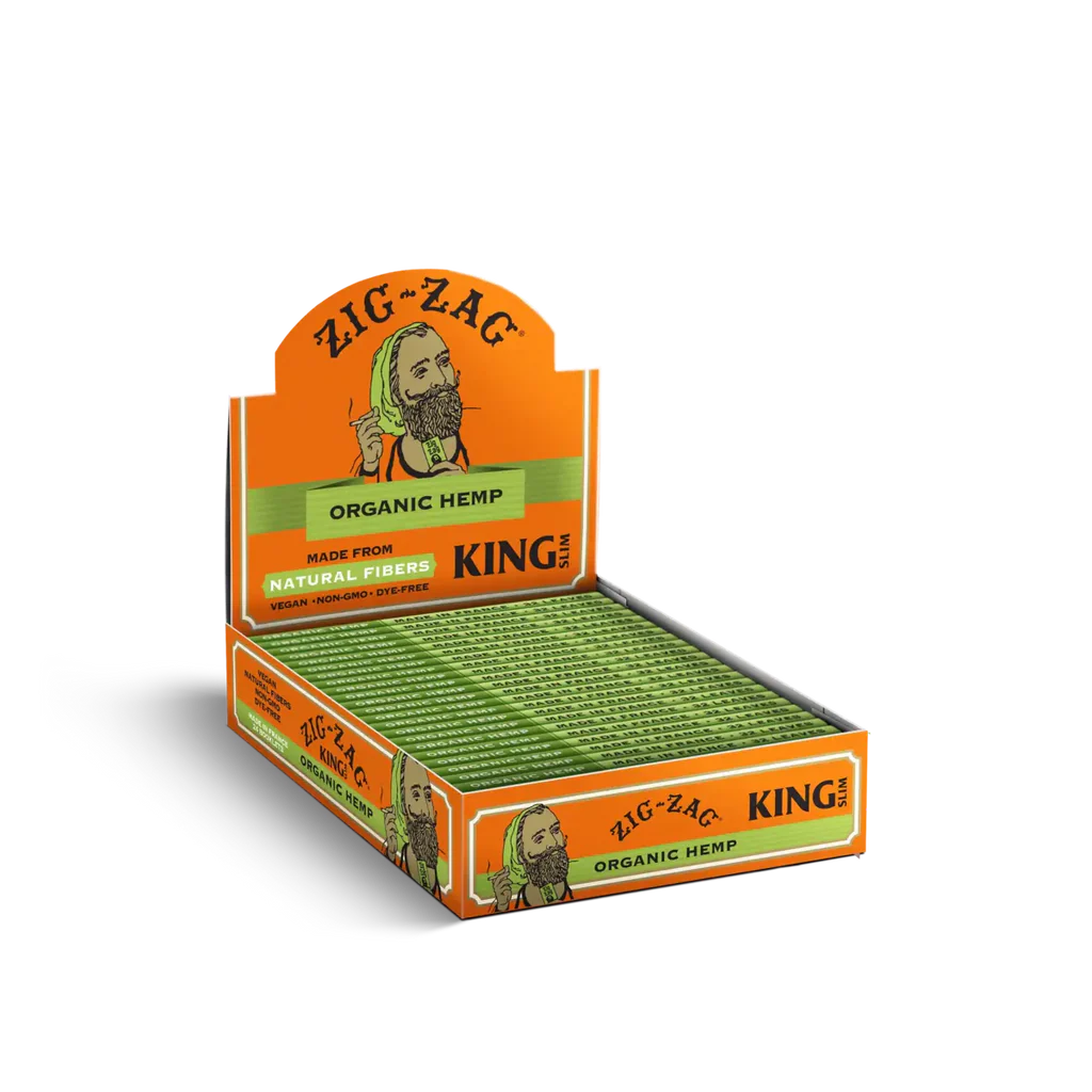 ZIG-ZAG ORGANIC HEMP ROLLING PAPERS KING SLIM (24CT/DISPLAY) | NATURAL GUM