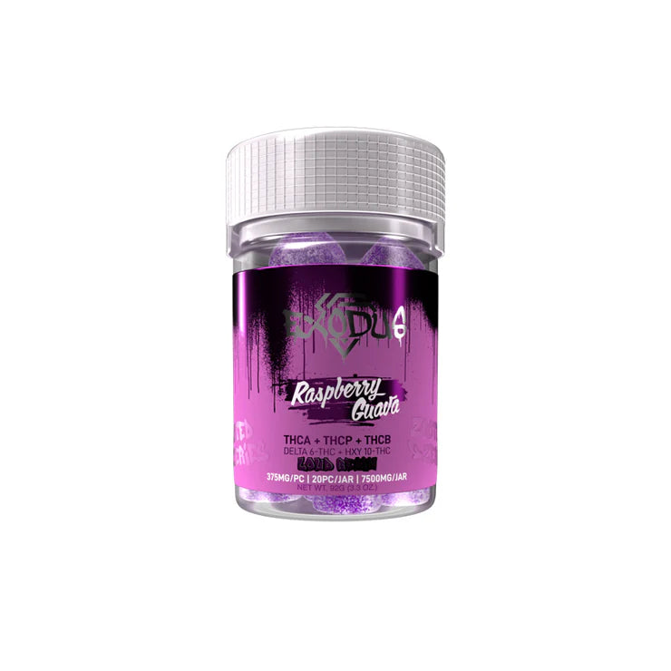 EXODUS 375MG THC-A + THC-P + THC-B GUMMIES (20CT/JAR) | RASPBERRY GUAVA