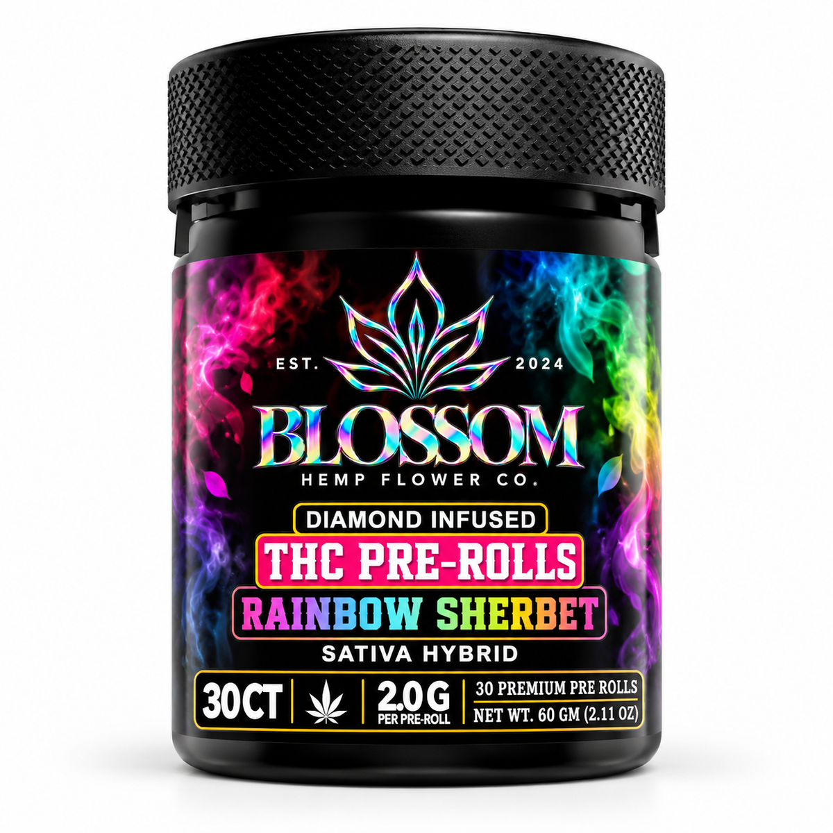 BLOSSOM DIAMOND INFUSED HEMP 2 GRAM PRE ROLL (30CT JAR)
