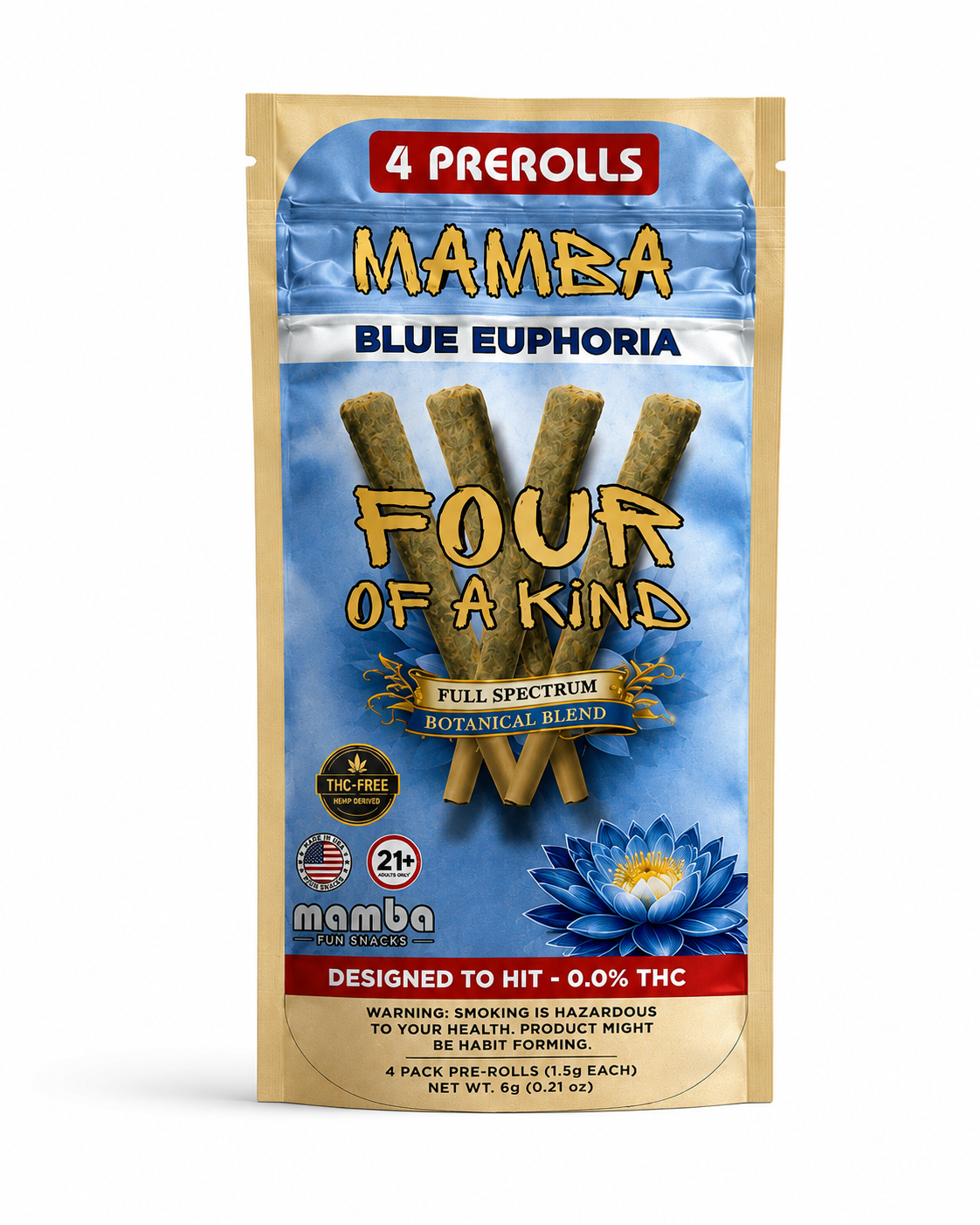 MAMBA FOUR OF A KIND BOTANICAL FULL SPECTRUM 6G PRE ROLLS PACK (10CT BOX)