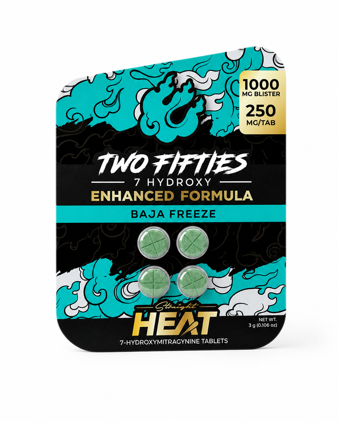 STRAIGHT HEAT TWO FIFTIES 7-HYDROXY 250MG TAB (4CT PACK)