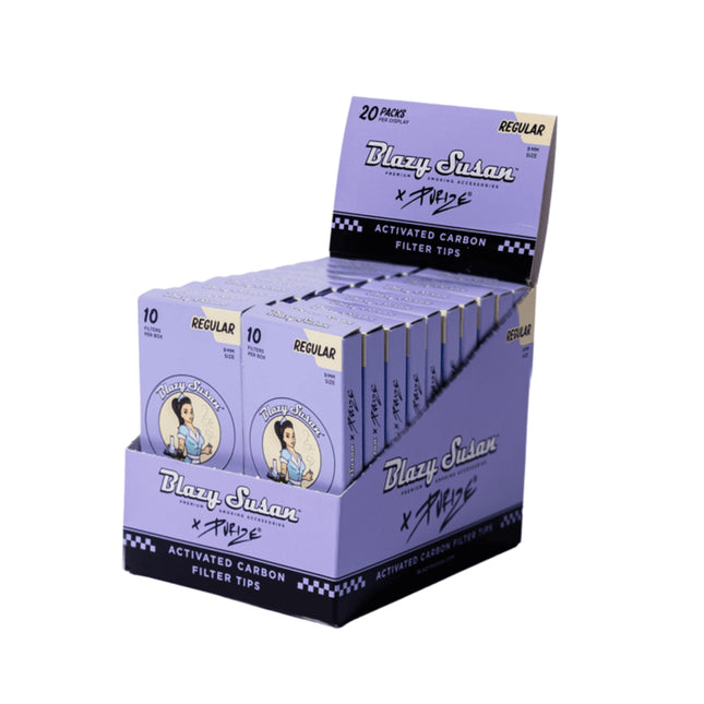 BLAZY SUSAN CONES | PURPLE PURIZE X BLAZY 9MM CARBON FILTER TIPS 20CT BAG