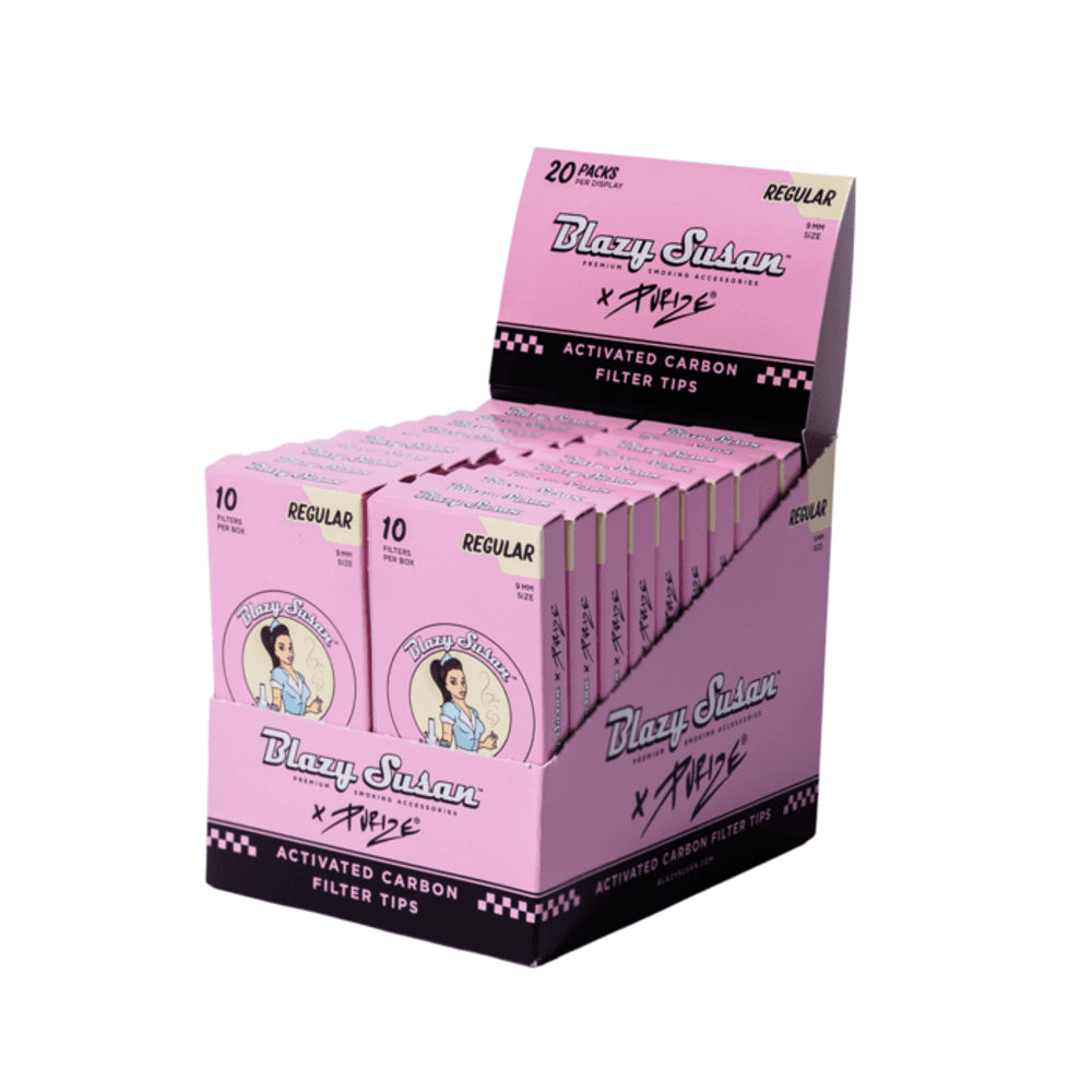 BLAZY SUSAN CONES | PURPLE PURIZE X BLAZY 9MM CARBON FILTER TIPS 20CT BAG