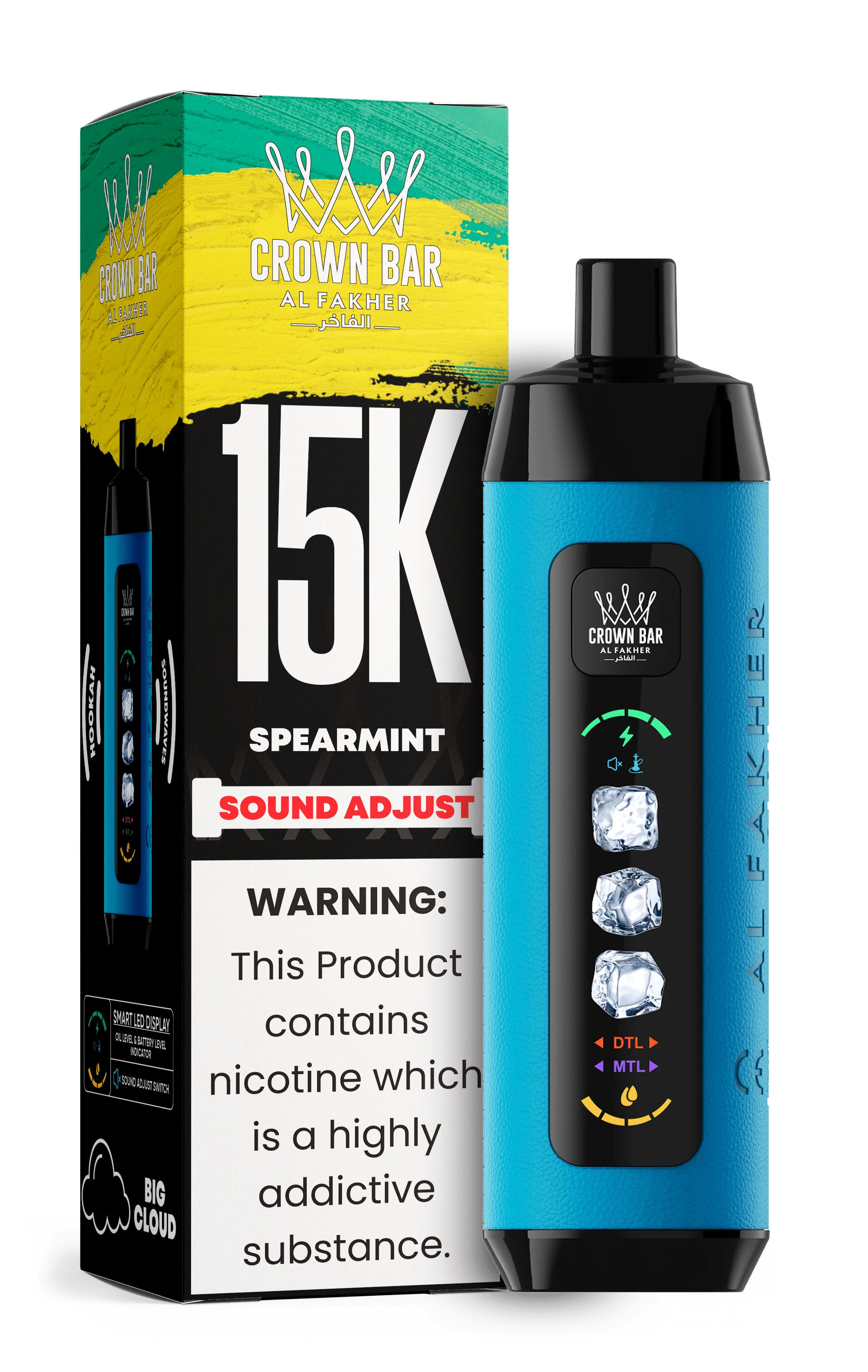 AL FAKHER CROWN BAR 15000 ICE ADJUST DISPOSABLE (5CT DISPLAY) Rising Wholesale Inc. AL FAKHER CROWN BAR 15000 ICE ADJUST DISPOSABLE (5CT DISPLAY) Rising Wholesale Inc.