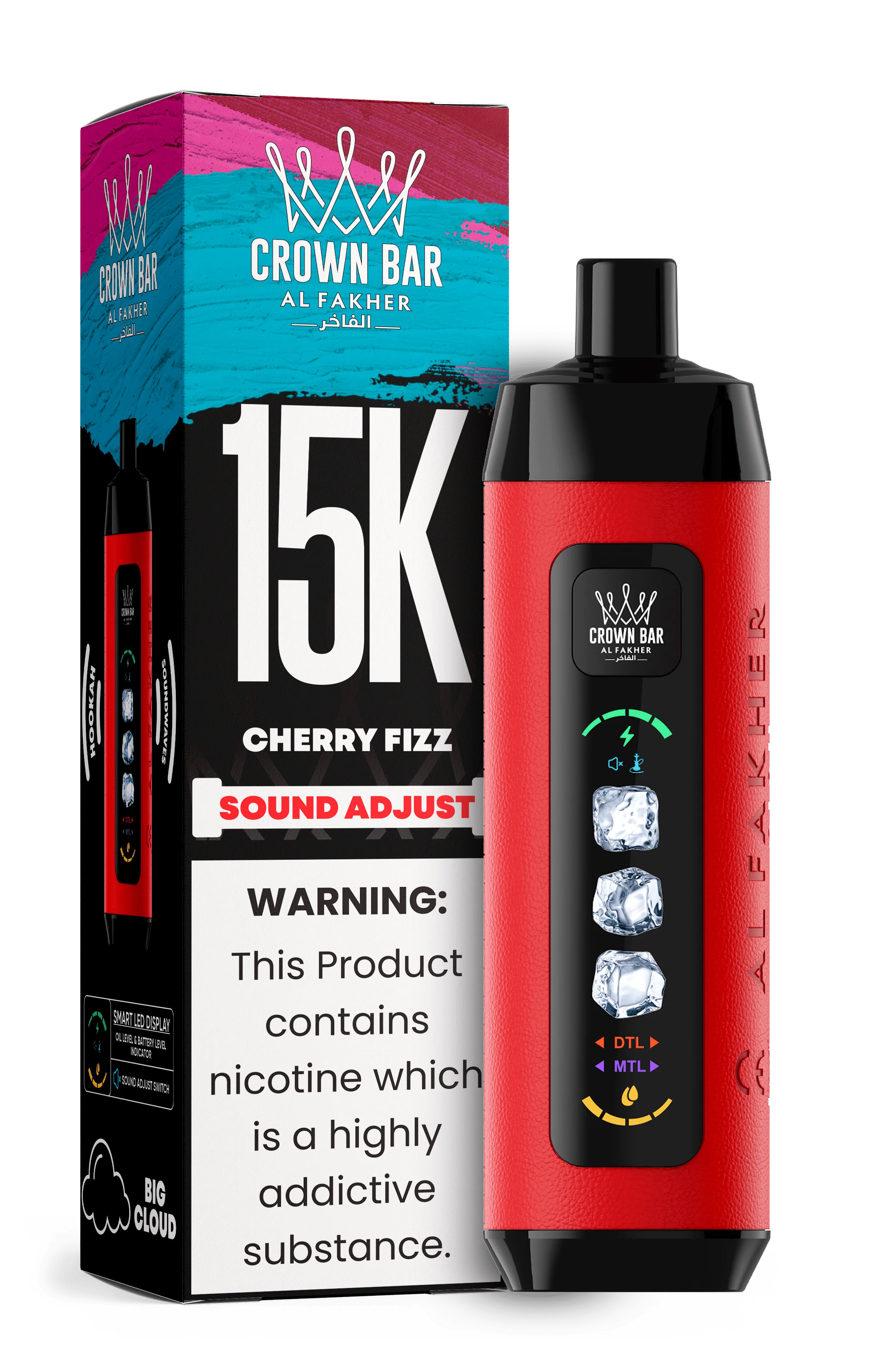 AL FAKHER CROWN BAR 15000 ICE ADJUST DISPOSABLE (5CT DISPLAY)