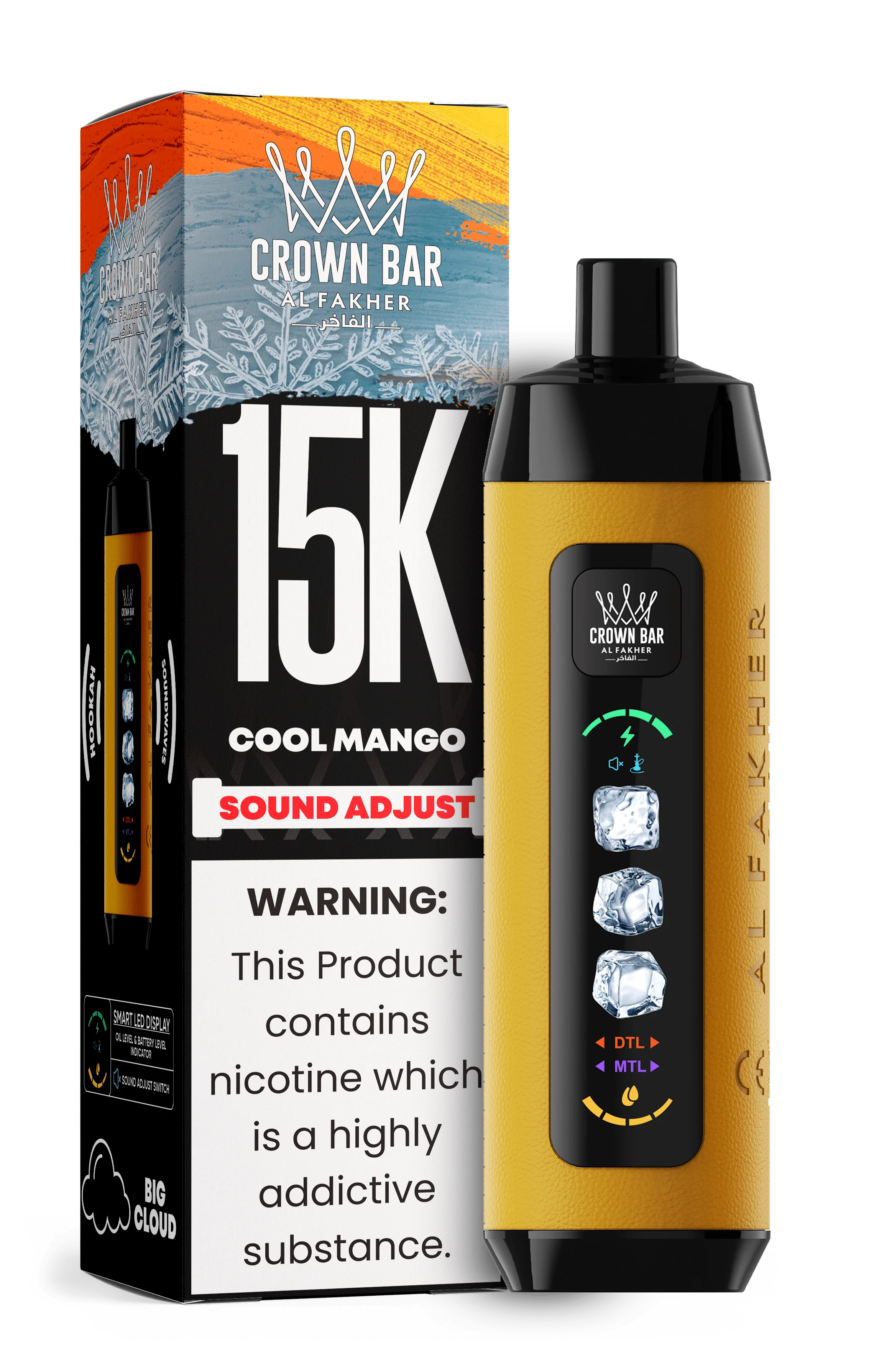 AL FAKHER CROWN BAR 15000 ICE ADJUST DISPOSABLE (5CT DISPLAY)