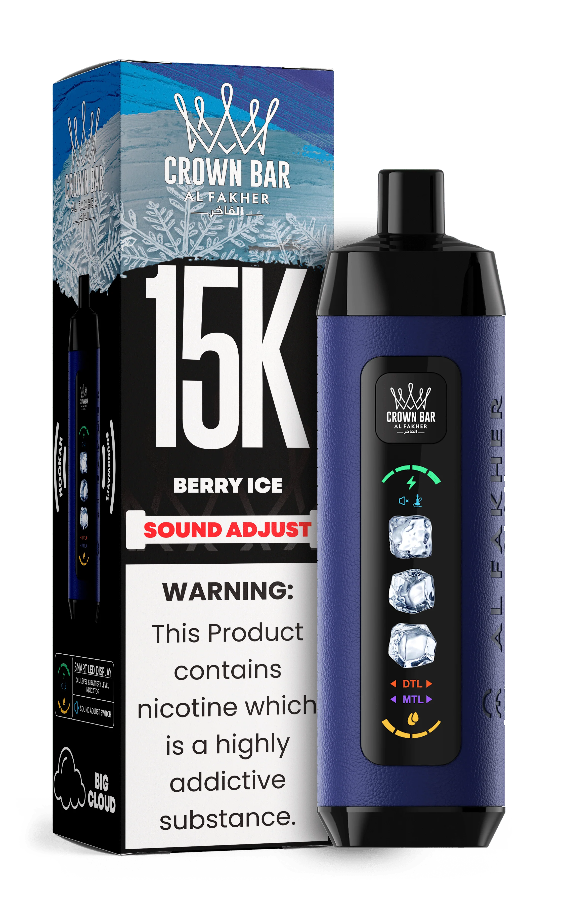 AL FAKHER CROWN BAR 15000 ICE ADJUST DISPOSABLE (5CT DISPLAY) Rising Wholesale Inc. AL FAKHER CROWN BAR 15000 ICE ADJUST DISPOSABLE (5CT DISPLAY) Rising Wholesale Inc.