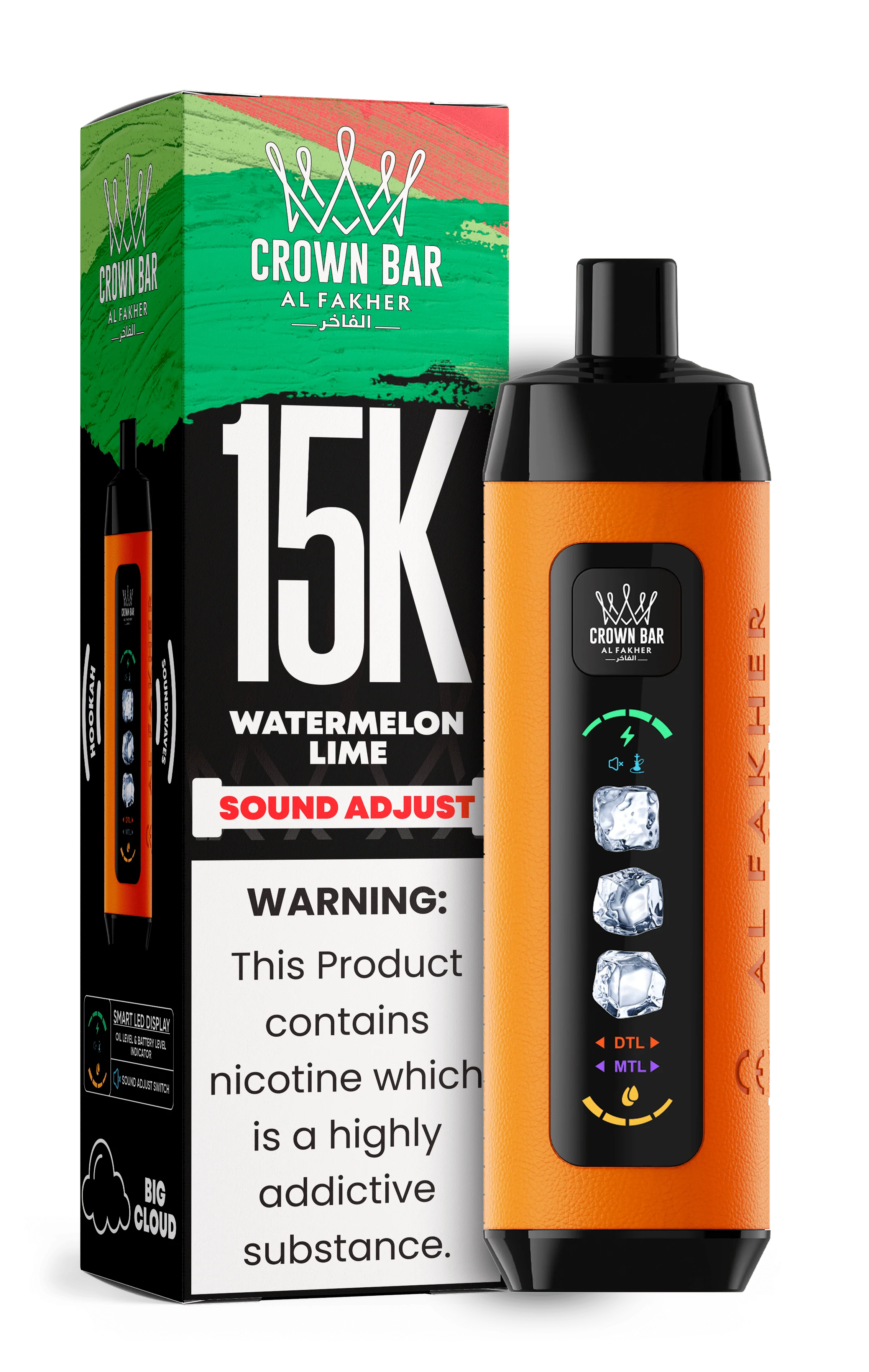 AL FAKHER CROWN BAR 15000 ICE ADJUST DISPOSABLE (5CT DISPLAY)