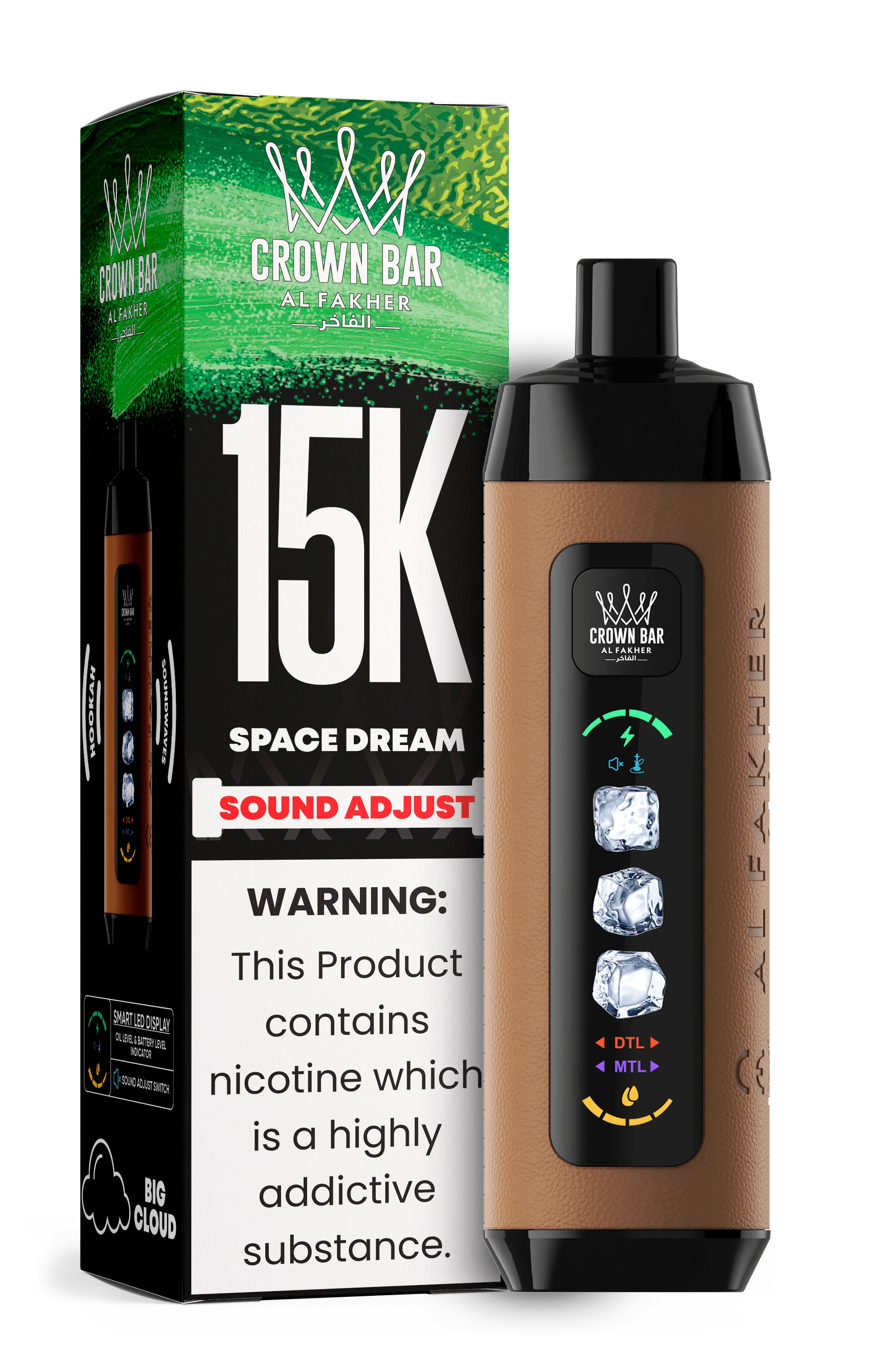 AL FAKHER CROWN BAR 15000 ICE ADJUST DISPOSABLE (5CT DISPLAY) Rising Wholesale Inc. AL FAKHER CROWN BAR 15000 ICE ADJUST DISPOSABLE (5CT DISPLAY) Rising Wholesale Inc.