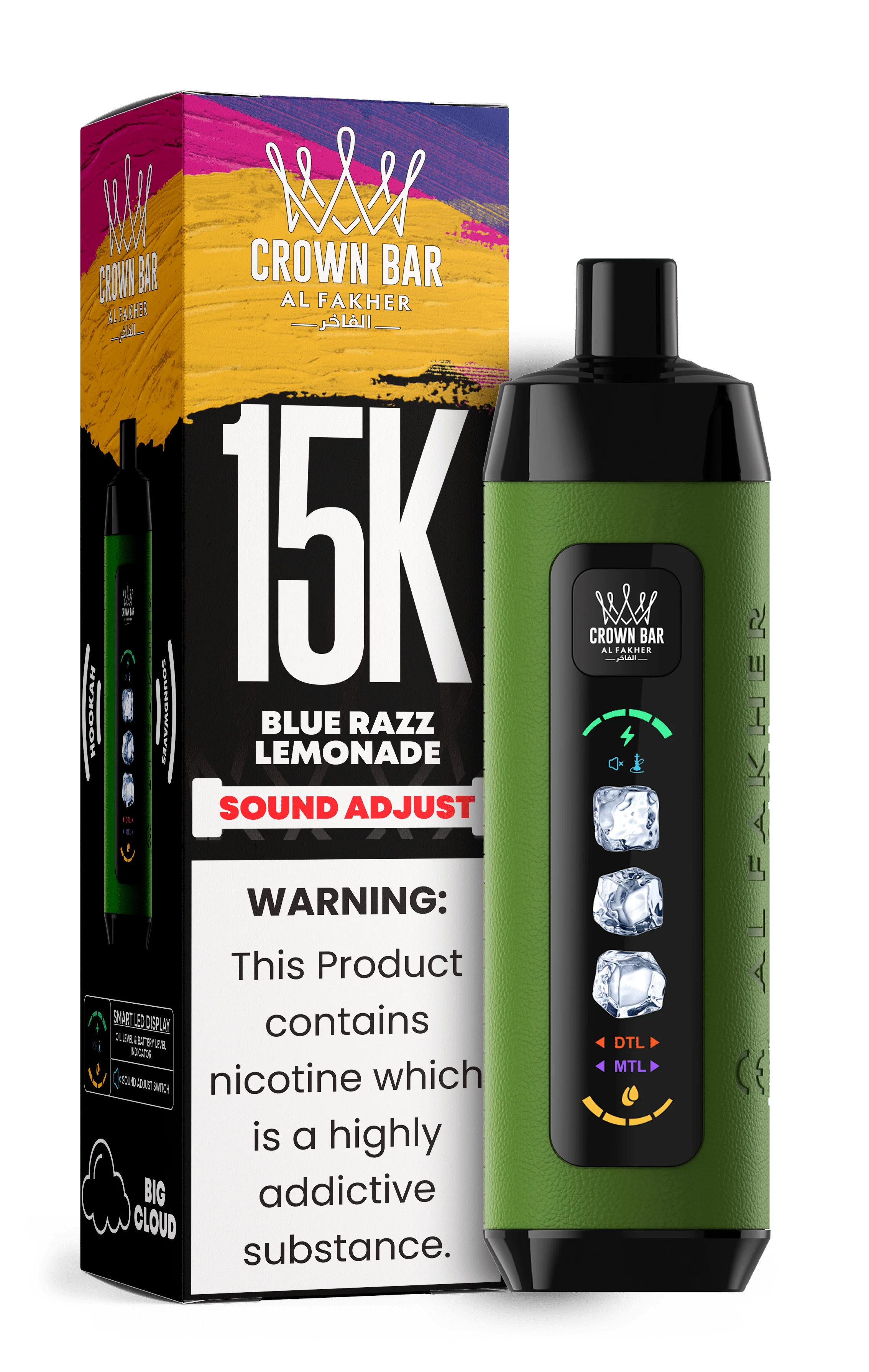 AL FAKHER CROWN BAR 15000 ICE ADJUST DISPOSABLE (5CT DISPLAY)