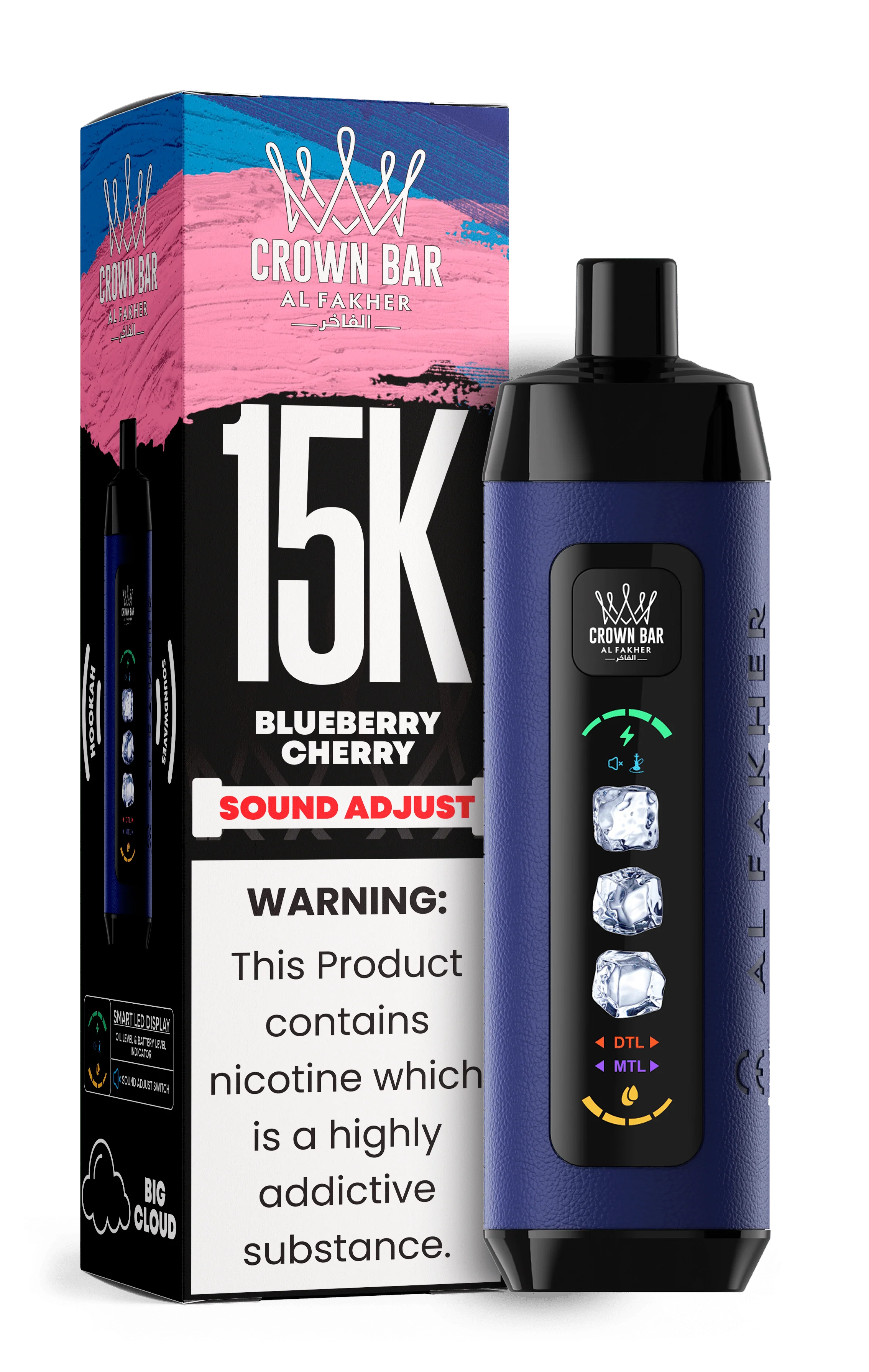 AL FAKHER CROWN BAR 15000 ICE ADJUST DISPOSABLE (5CT DISPLAY)