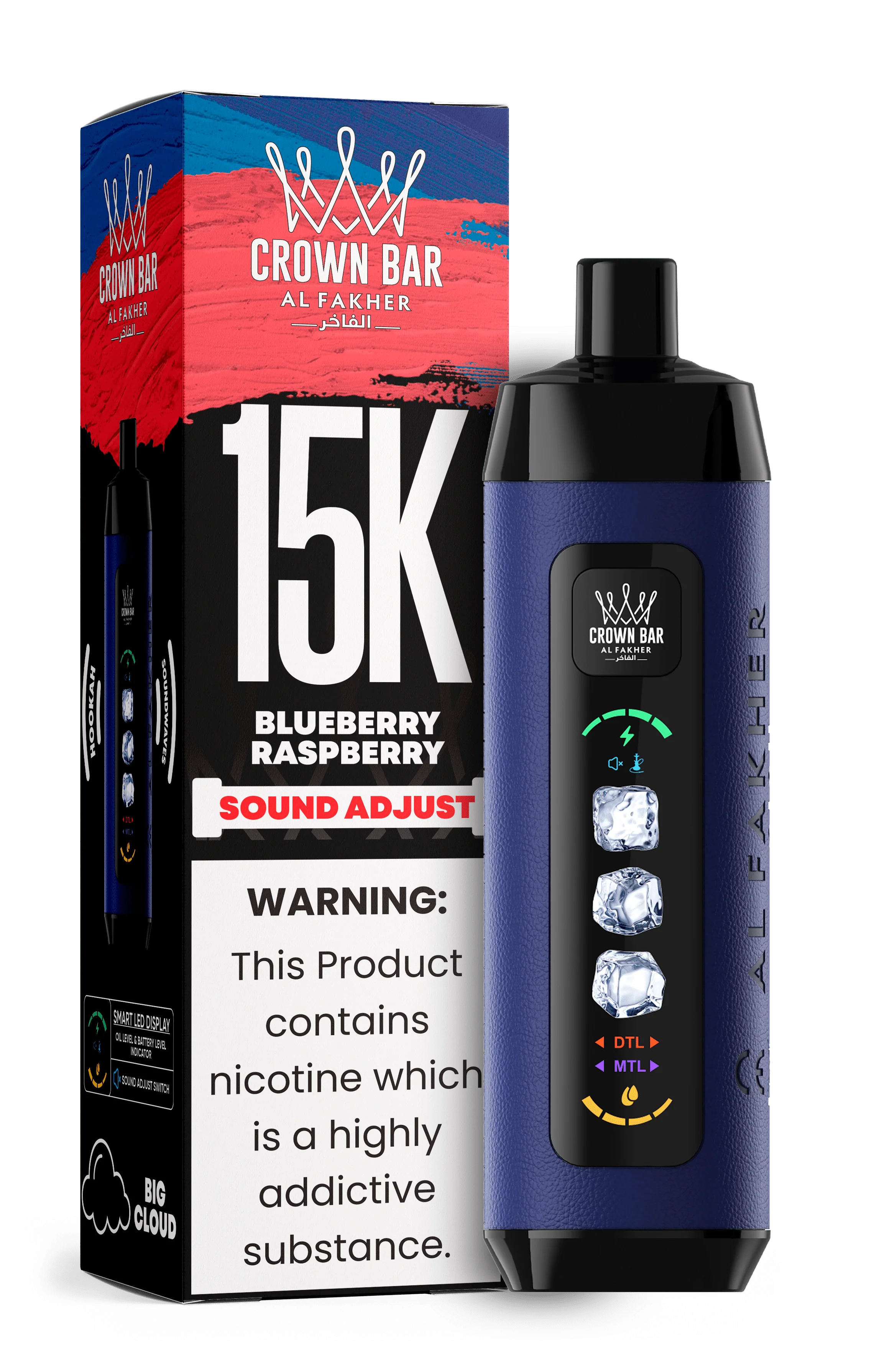 AL FAKHER CROWN BAR 15000 ICE ADJUST DISPOSABLE (5CT DISPLAY)
