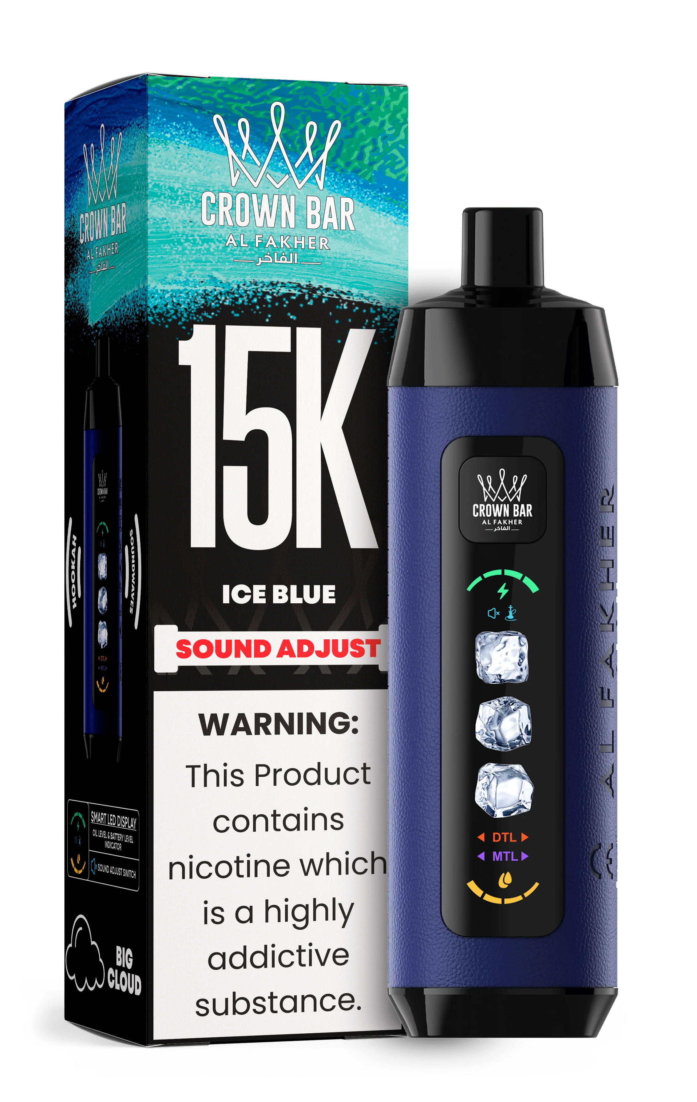 AL FAKHER CROWN BAR 15000 ICE ADJUST DISPOSABLE (5CT DISPLAY) – Rising  Wholesale Inc