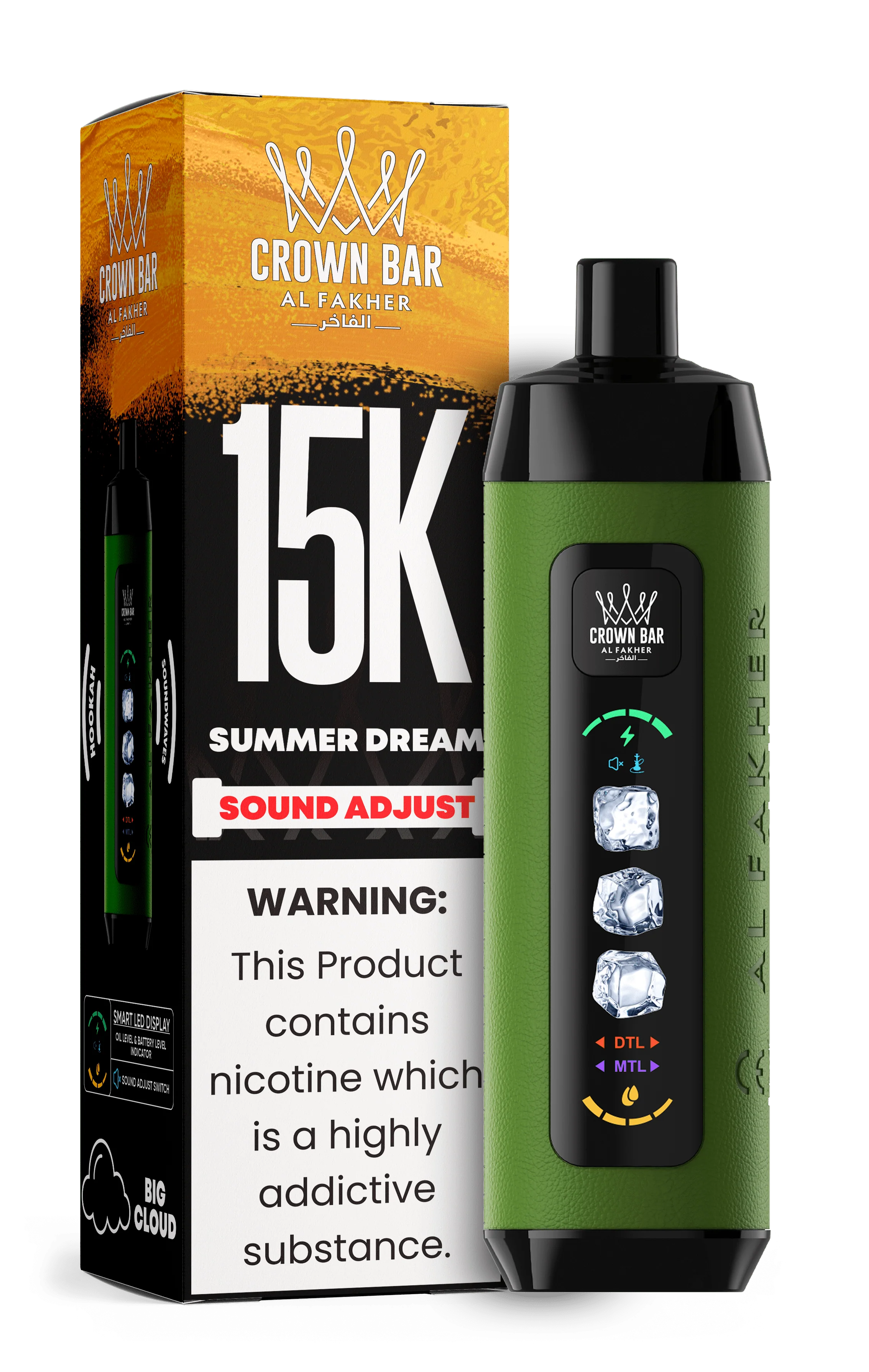 AL FAKHER CROWN BAR 15000 ICE ADJUST DISPOSABLE (5CT DISPLAY)